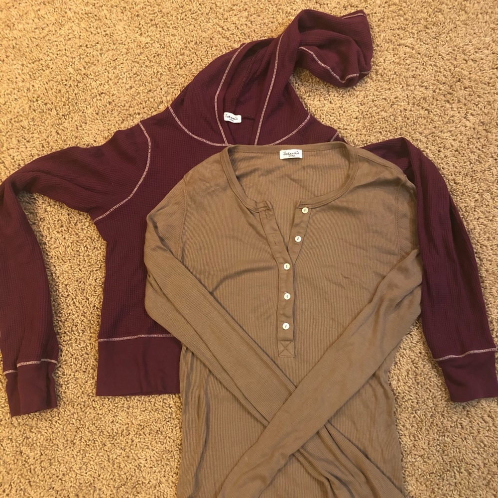Cropped hoodie and Henley shirt